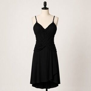 Y2K Vintage Goodies Black Lattice Bodice High-Low Cocktail Dress L Ruched Whimsy